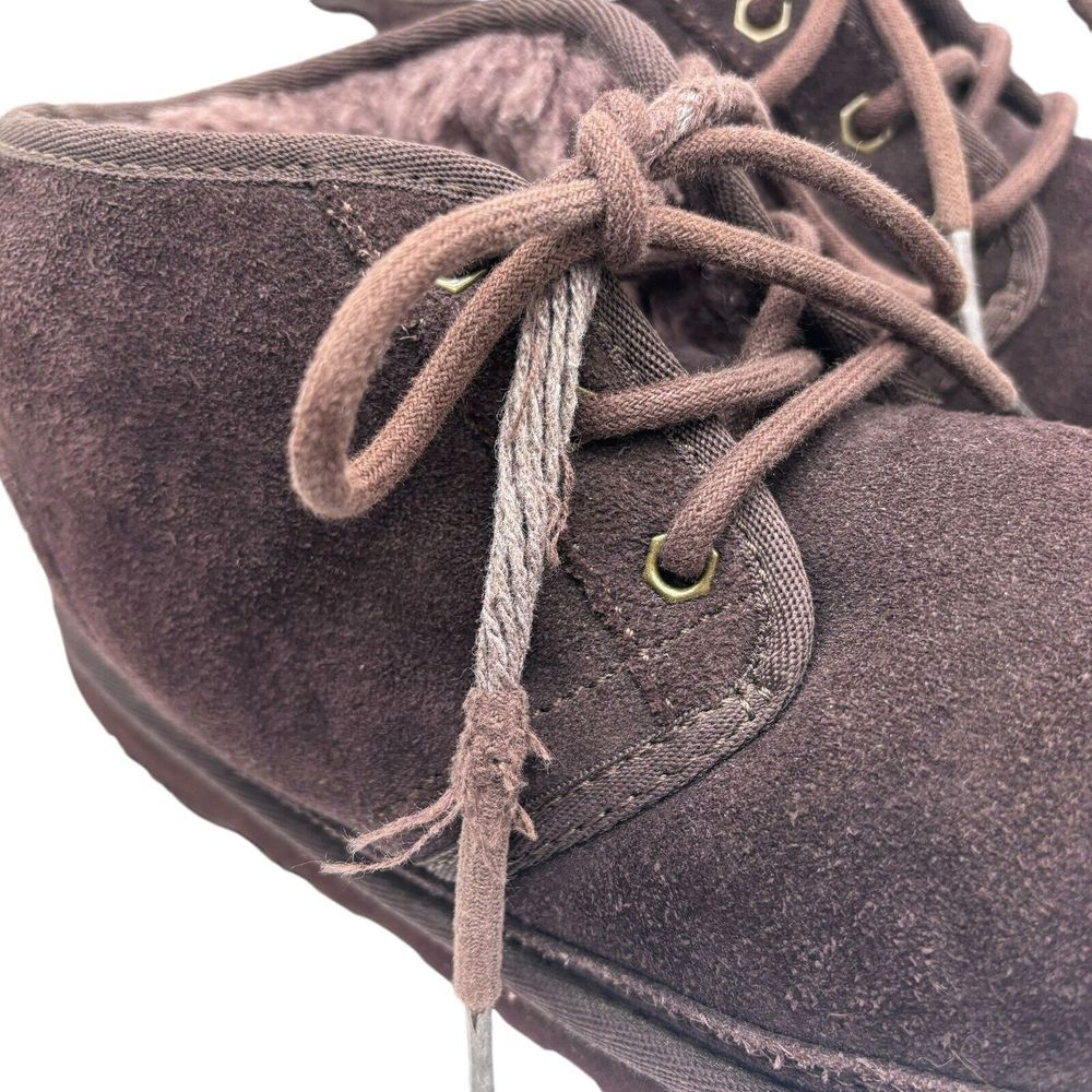 UGG Mens 6 Brown Neumel Fur Lined Suede Lace Up Casual Boot Shoes - Picture 4 of 9